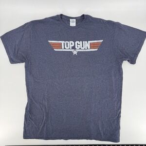 Top Gun Movie Classic Logo Heather Blue Vintage Mens T-Shirt L Navy Fighter Jet